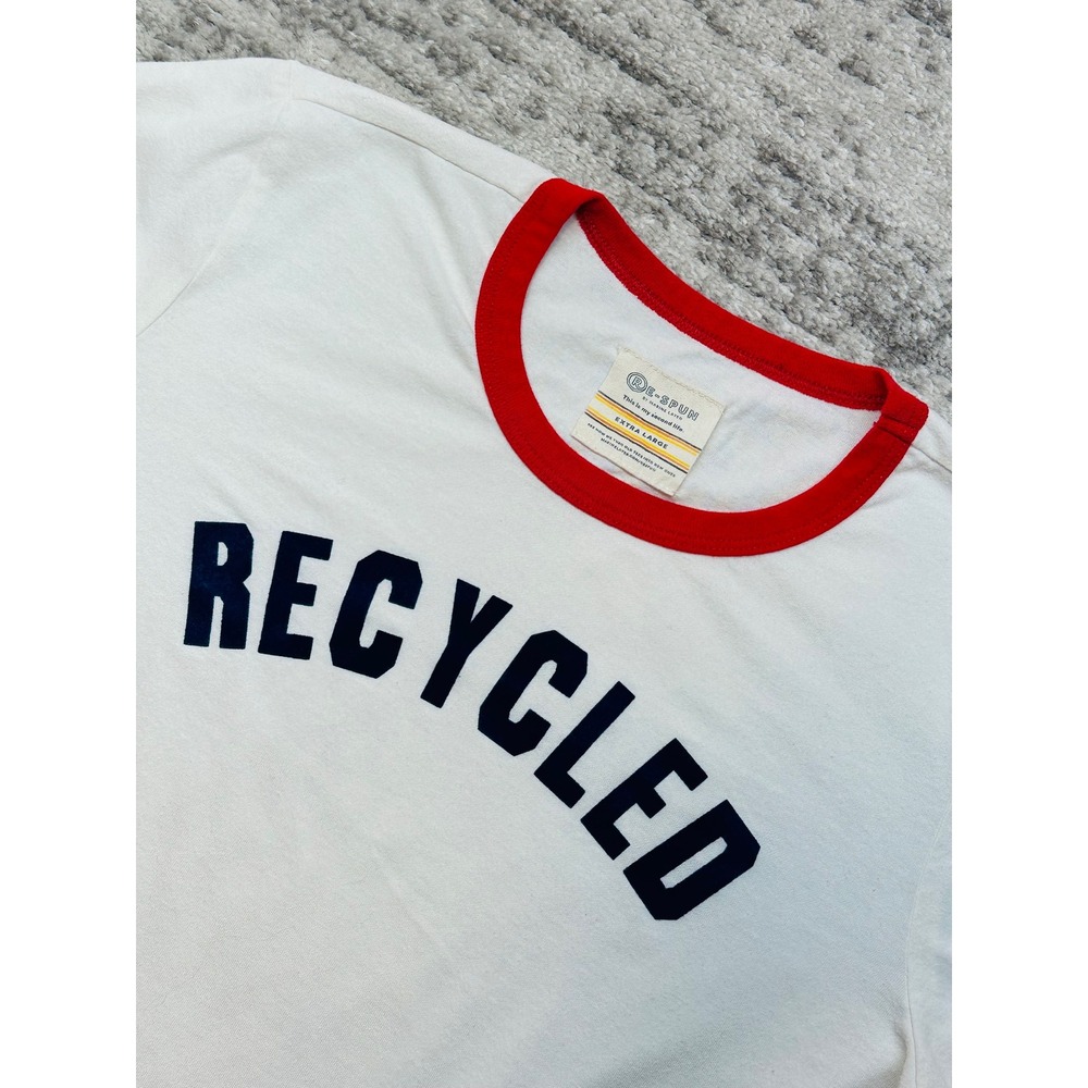 Marine Layer Re-Spun T-Shirt Women XL White Red Recycled Graphic Ringer Tee
